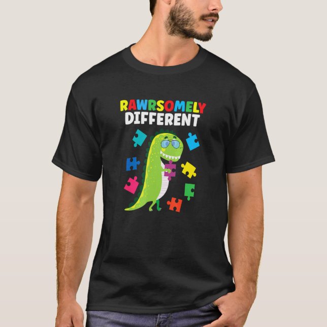 Camiseta Rompeblemente Diferente Rompecabezas de Dinosaurio (Anverso)