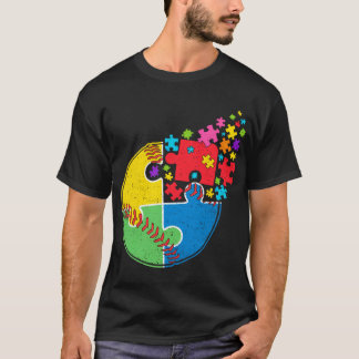 Camiseta Rompecabezas Apoyo al béisbol Autismo Concienciaci