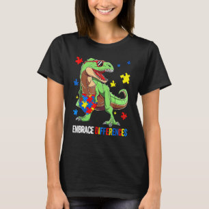 Camiseta Rompecabezas Autismo T Rex Dinosaurio Abraza Difer