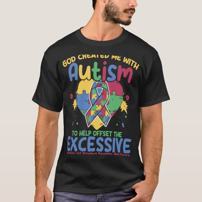 Camiseta Rompecabezas Autista Que Dios Me Creó Con Autismo  (Anverso)