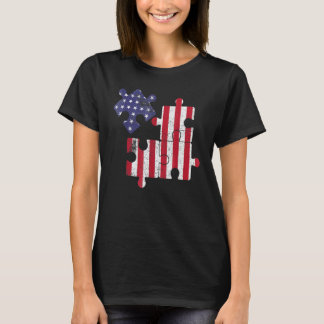 Camiseta Rompecabezas Bandera Americana Conciencia Autismo