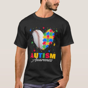 Camiseta Rompecabezas bola de béisbol Corazón Autismo Conci