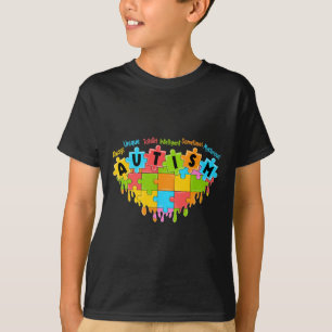 Camiseta Rompecabezas colorido Amor Corazón Autismo Retro C
