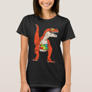 Camiseta Rompecabezas Colorido de Dinosaurio Raptor Concien