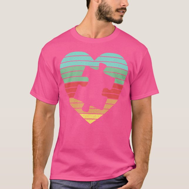 Camiseta Rompecabezas Corazón Antiguo Jigsaw Puzzle Retro A (Anverso)
