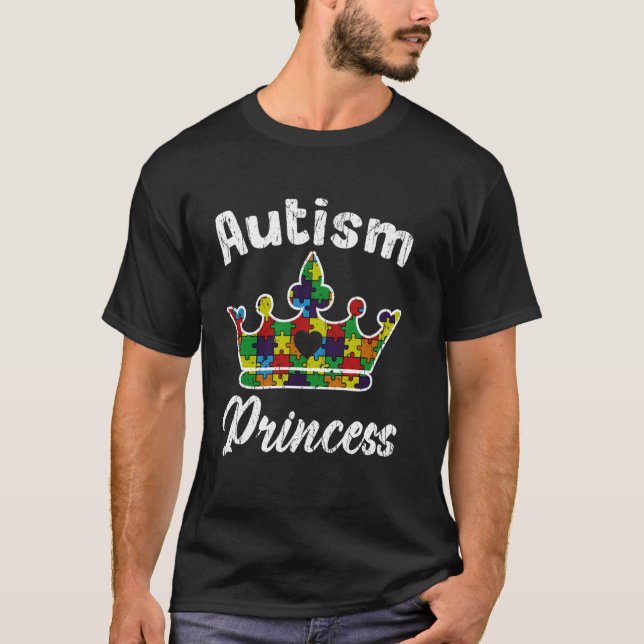 Camiseta Rompecabezas Corona Princesa Autismo Corazón Coron (Anverso)