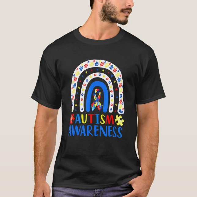 Camiseta Rompecabezas de arcoíris de conciencia del autismo (Anverso)