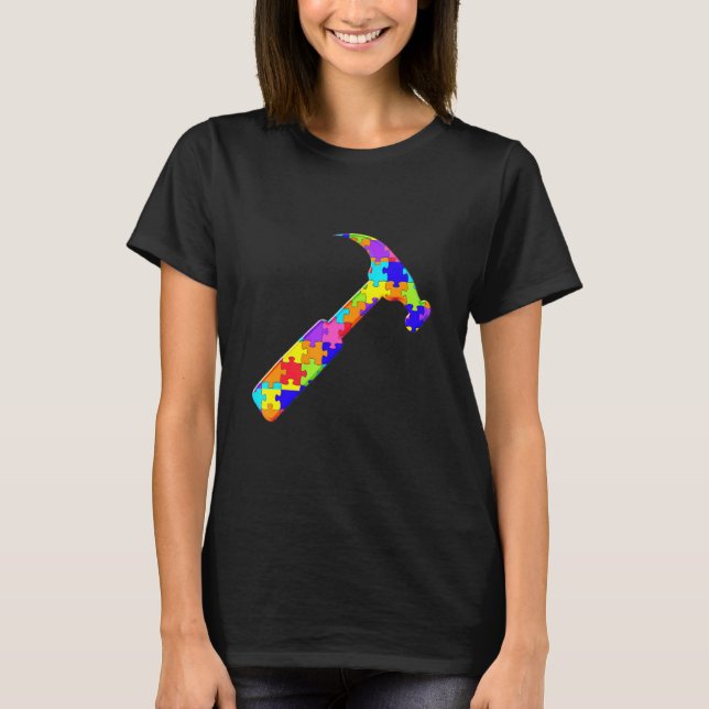 Camiseta Rompecabezas de autism de martillo de carpintero (Anverso)
