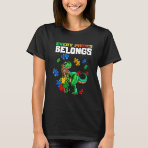 Camiseta Rompecabezas de Autismo de Dinosaurio rex Dino Cad