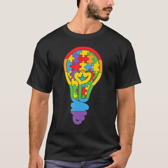 Camiseta Rompecabezas de bombilla del autismo (Anverso)