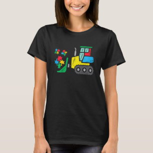 Camiseta Rompecabezas de Bulldozer para Niños Conciencia de