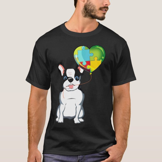 Camiseta Rompecabezas de cachorro de Bulldog Francés con co (Anverso)