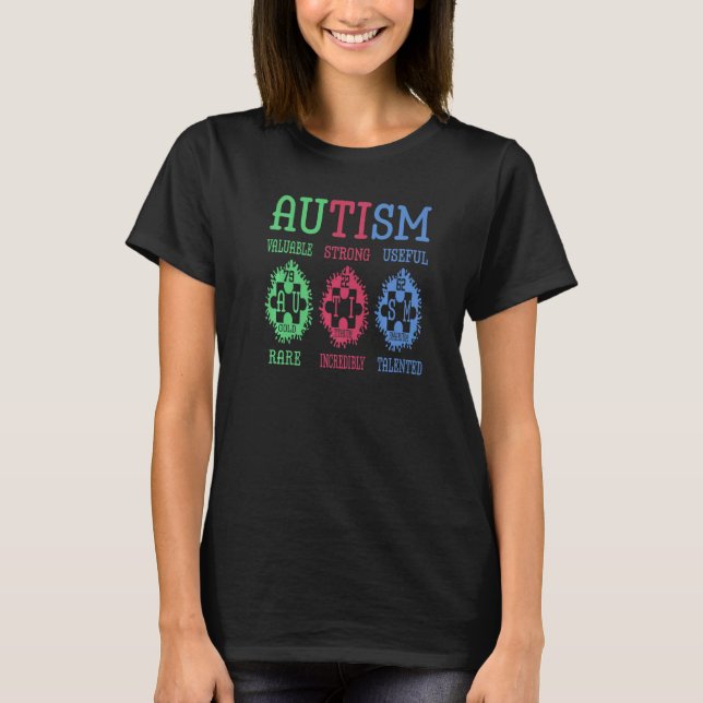 Camiseta Rompecabezas de Conciencia del Autismo Elementos d (Anverso)