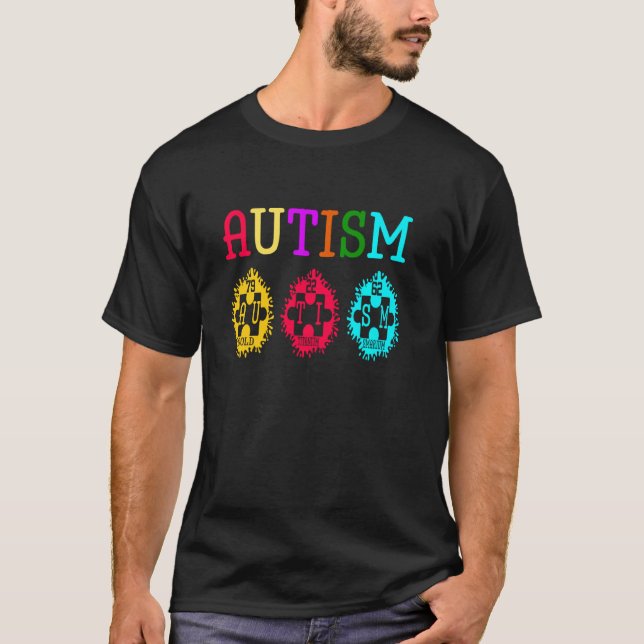 Camiseta Rompecabezas de Conciencia del Autismo Elementos d (Anverso)