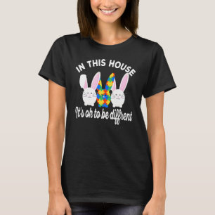 Camiseta Rompecabezas de conejito de Pascua de autismo Es O
