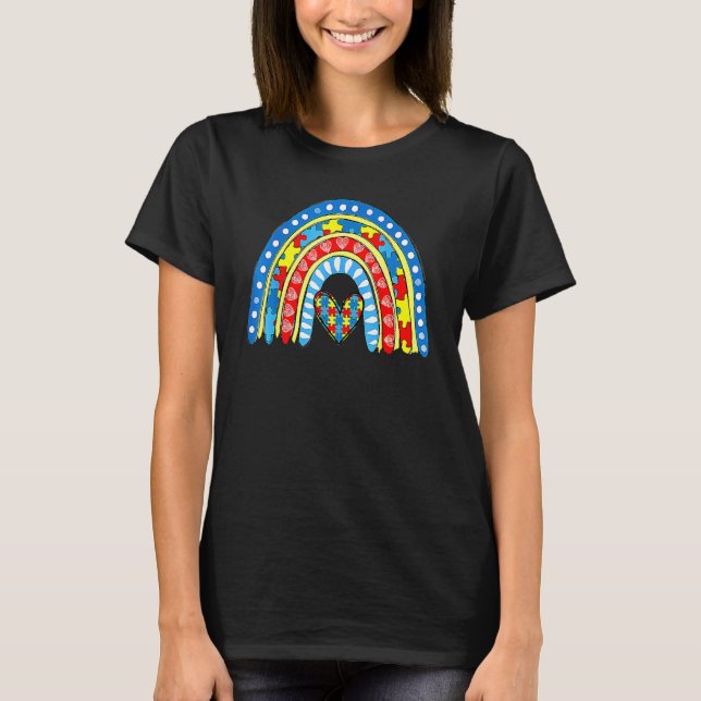 Camiseta Rompecabezas de corazón de arcoíris Conciencia del (Anverso)