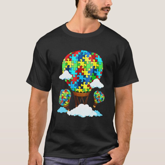Camiseta Rompecabezas de corazón lindo de globo aerostático (Anverso)