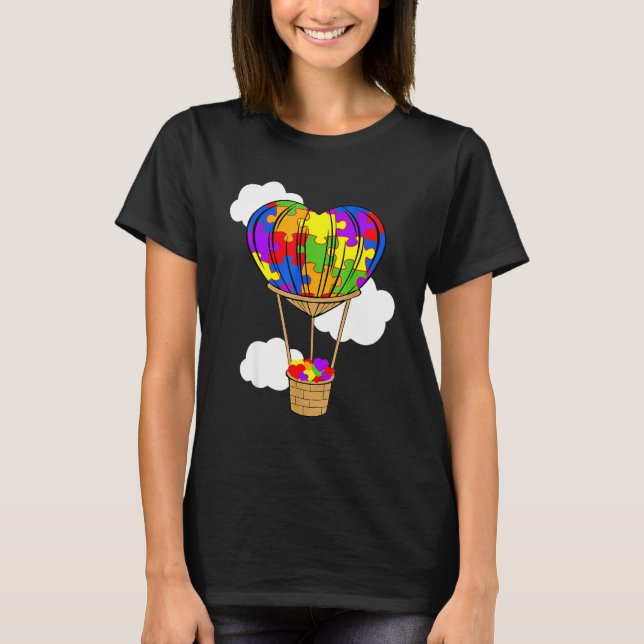 Camiseta Rompecabezas de corazón lindo de globo aerostático (Anverso)