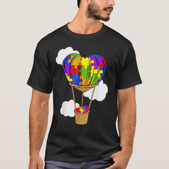 Camiseta Rompecabezas de corazón lindo de globo aerostático (Anverso)