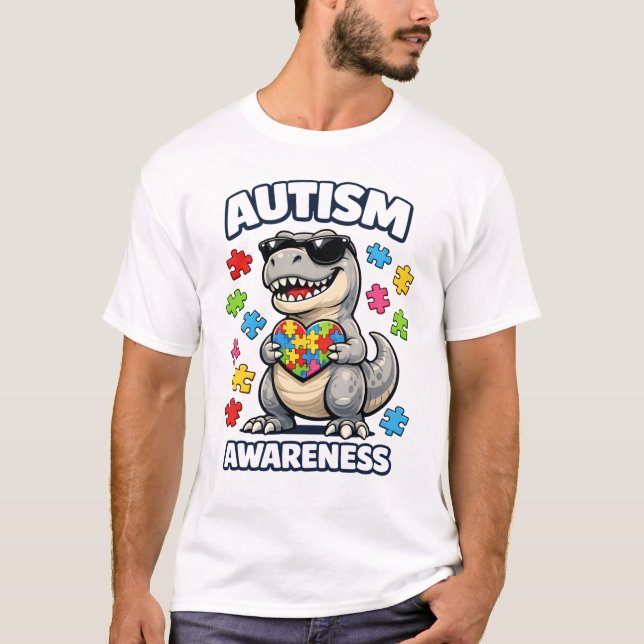 Camiseta Rompecabezas de dinosaurio para la conciencia del  (Anverso)