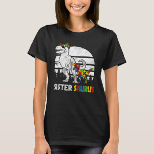 Camiseta Rompecabezas de dinosaurio Sistersaurus Rex Azul C