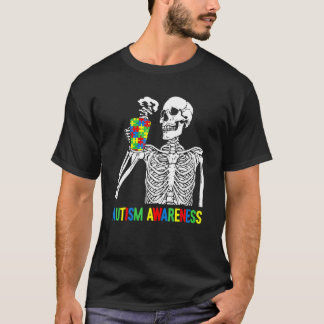 Camiseta Rompecabezas de esqueleto bebiendo café Conciencia