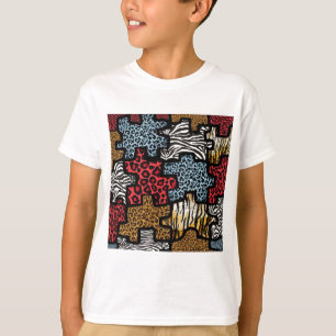 Camiseta Rompecabezas de estampado animal Rockabilly RAB