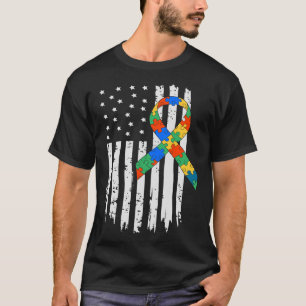 Camiseta Rompecabezas de la bandera americana de conciencia