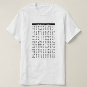 Camiseta rompecabezas de la búsqueda de la palabra del café