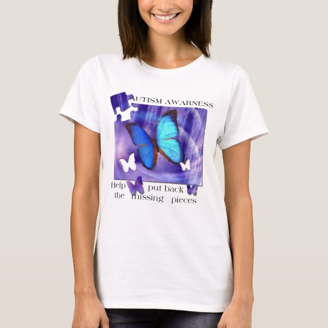 Camiseta Rompecabezas de la mariposa del autismo (Anverso)