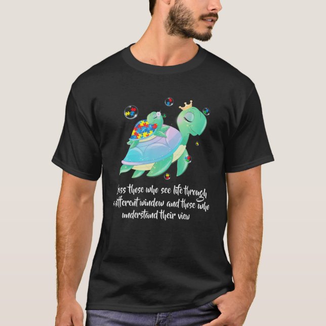Camiseta Rompecabezas de la tortuga del mar verde suave Pie (Anverso)