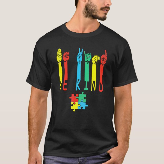 Camiseta Rompecabezas de Lenguaje de Señas Manuales de Ser  (Anverso)