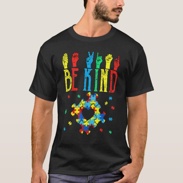 Camiseta Rompecabezas de Lenguaje de Señas Manuales de Ser  (Anverso)