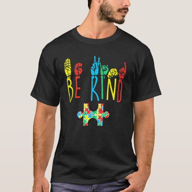 Camiseta Rompecabezas de Lenguaje de Señas Manuales de Ser  (Anverso)