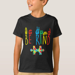 Camiseta Rompecabezas de Lenguaje de Señas Manuales Sé Amab
