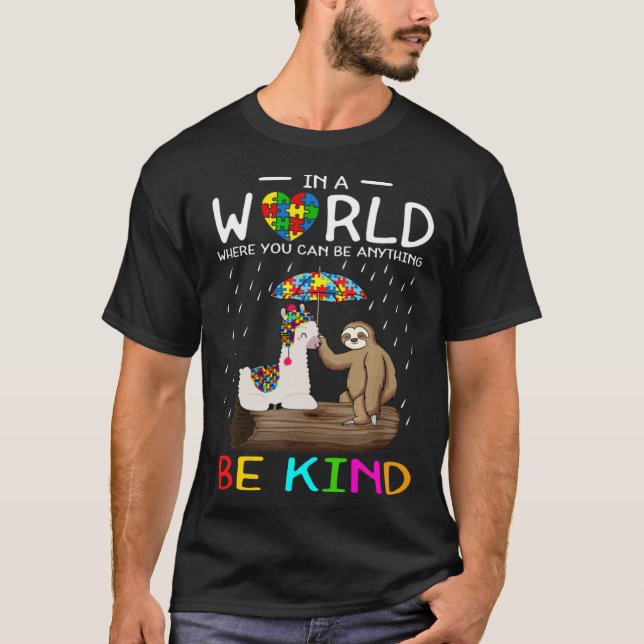 Camiseta Rompecabezas de Llama y Perezoso Lindo de Concienc (Anverso)