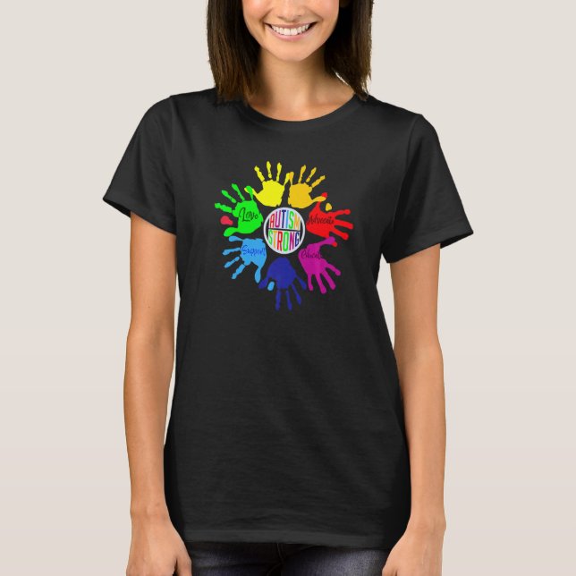 Camiseta Rompecabezas de mano de lenguaje de señas de conci (Anverso)