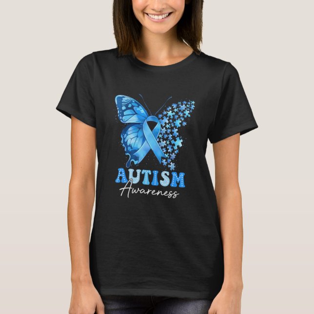 Camiseta Rompecabezas de Mariposa Colorida (Anverso)