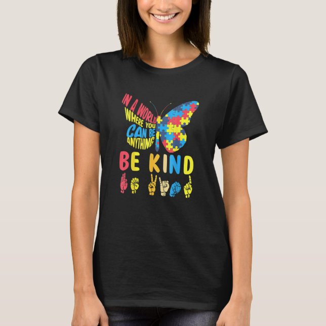 Camiseta Rompecabezas de mariposa sé amable lenguaje de Rót (Anverso)