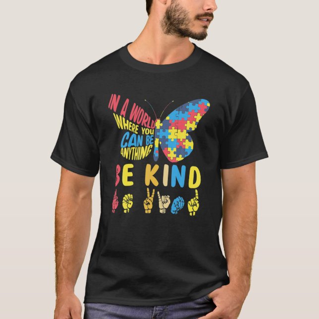 Camiseta Rompecabezas de mariposa sé amable lenguaje de Rót (Anverso)