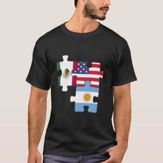 Camiseta Rompecabezas de México, Argentina y EE. UU.