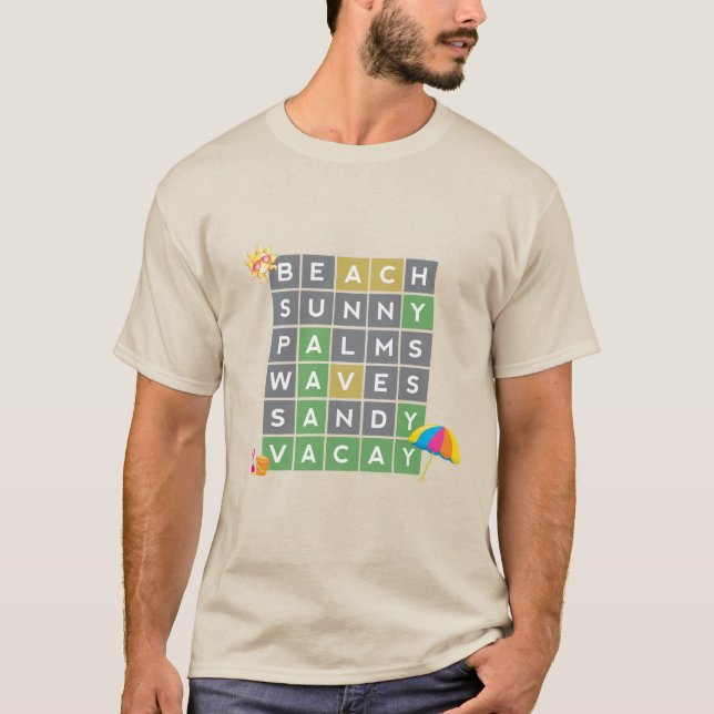 Camiseta Rompecabezas de palabras veraniegas de arte de pal (Anverso)