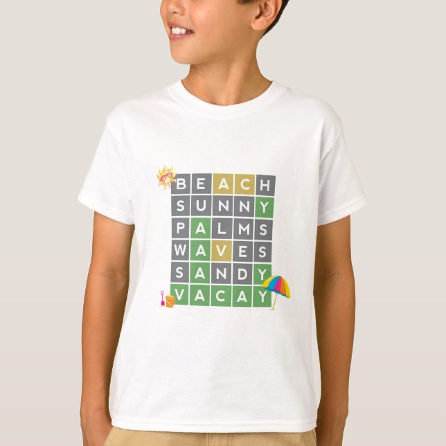 Camiseta Rompecabezas de palabras veraniegas de arte de pal (Anverso)
