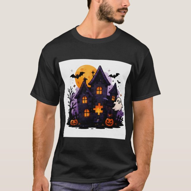 Camiseta Rompecabezas de pegatinas de casa embrujada - Hall (Anverso)