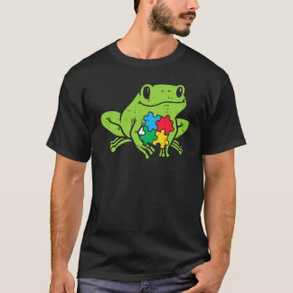 Camiseta Rompecabezas de rana autismo lindo conciencia anim