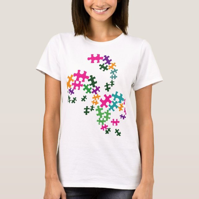 Camiseta Rompecabezas de rompecabezas multicolor (Anverso)