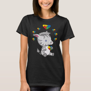 Camiseta Rompecabezas del corazón de cebra Pieza Autismo Se