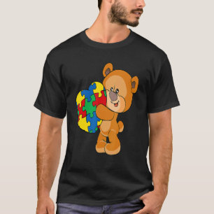 Camiseta Rompecabezas del corazón del oso Pieza Autismo Sen
