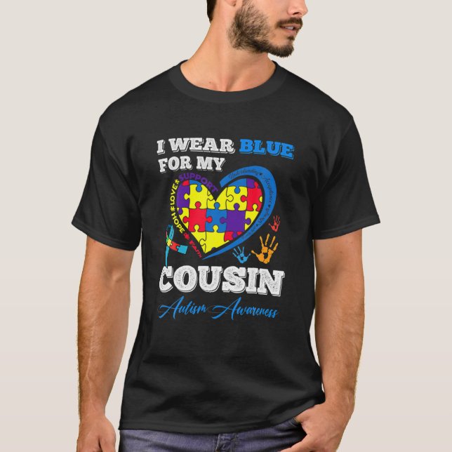 Camiseta Rompecabezas Del Corazón Que Llevo Azul Por La Gue (Anverso)
