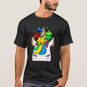 Camiseta Rompecabezas Divertido Unicornio Conciencia del Au